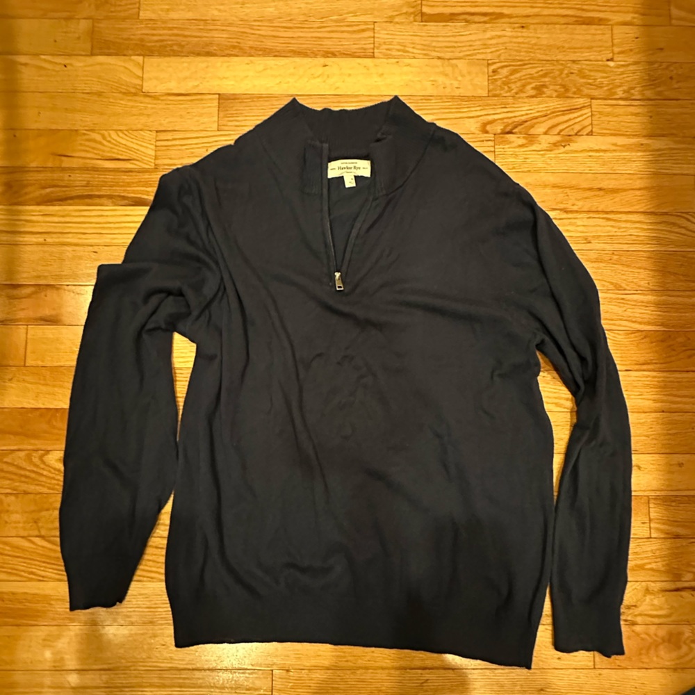 Hawker Rye Dark Blue Quarter Zip-Up Long Sleeve Sweater